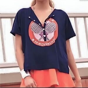 FP Movement by Free People Inhale Tennis Club Henley Graphic Tee, Navy